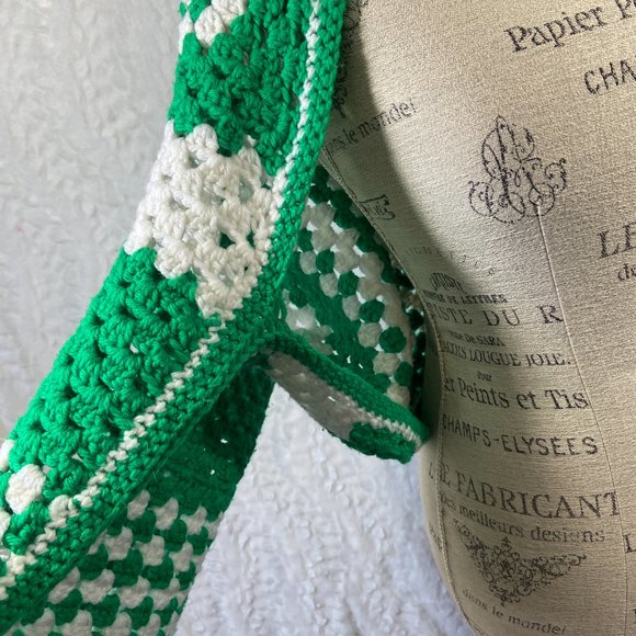 Vintage Handmade Granny Square crochet shawl shrug Retro Boho - Picture 11 of 12